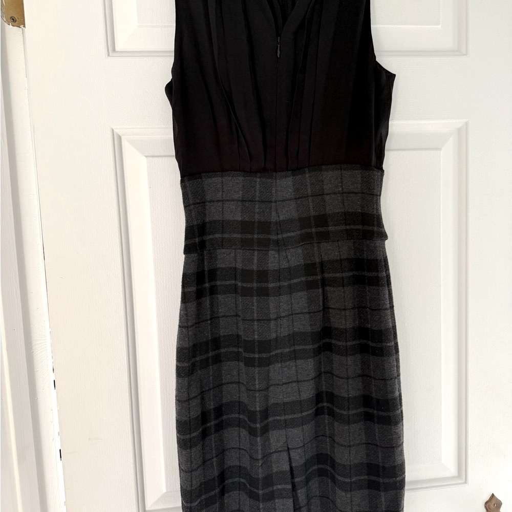 Elegant Black and Gray Plaid Dress